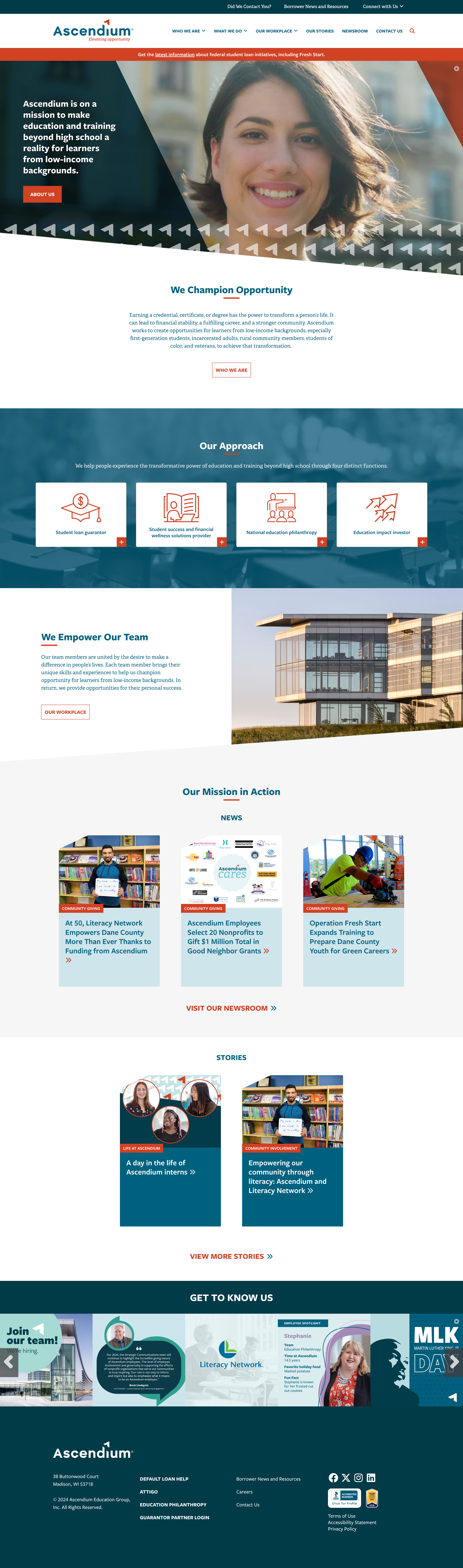 Ascendium Education Homepage Screen Capture