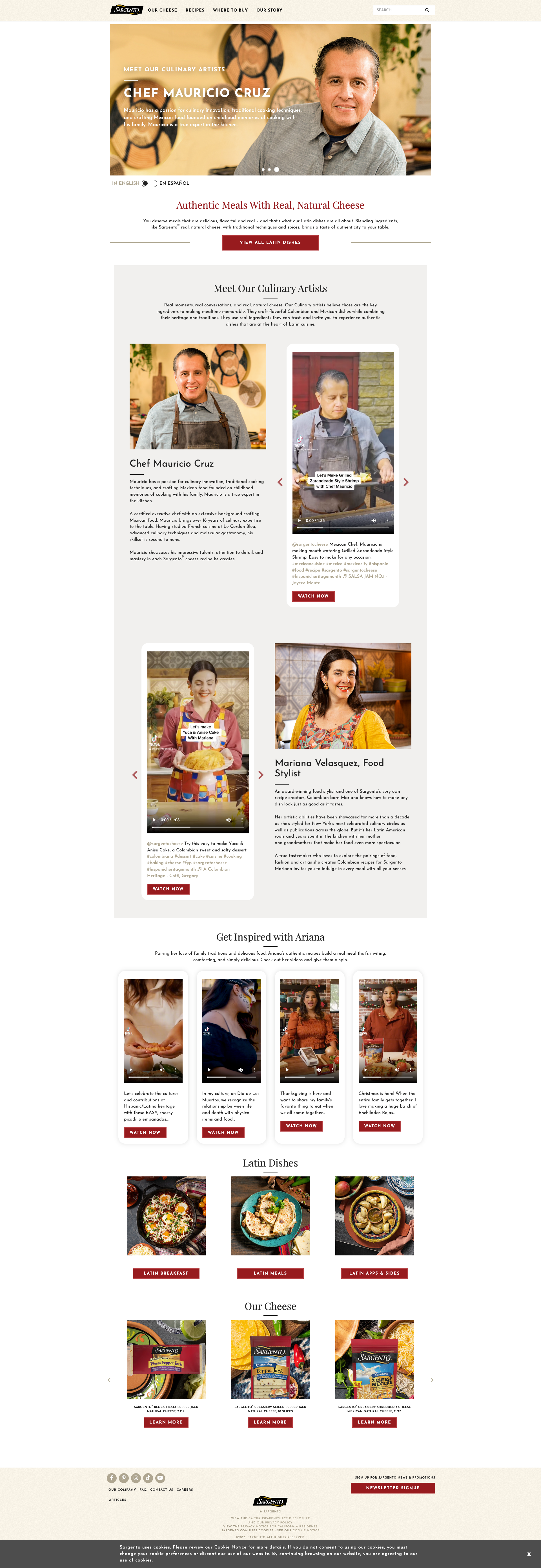 Sargento Latin Cuisine Page Screen Capture